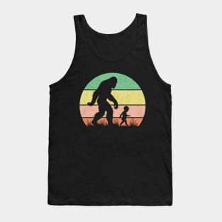 Bigfoot Sasquatch Walking With a Baby Vintage Hiking Dad Tank Top